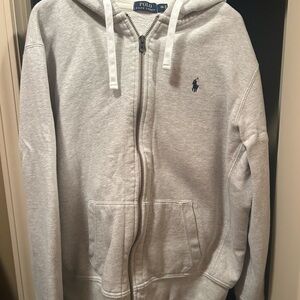 Men’s Polo by Ralph Lauren Light Gray Zip-Up Sweater xxl and Sweatpants xl.